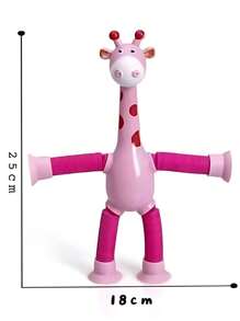Girafa Pop Tubo Led Com Ventosa E Luz Brinquedo De Criança Puxa Estica Até 40cm Brinquedo Girafa Animais