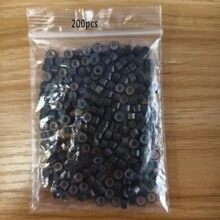 200/500/1000 Stück Mikro-Silikon-Haarverlangerungs-Ringe - Krimpringe für Perücken & Extensions, Aluminiumstange Verbindungsglieder