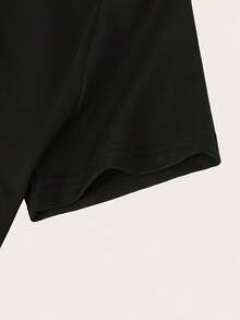 1pc Women'S Y2K Vintage Martini Time Letter Print Crop Tee - 黑色 - 查看 3