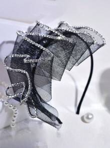 1 件黑色网状头带万圣节派对发饰宽边音乐会表演走秀派对配饰、发带、发箍、恐怖 - 黑色 - 查看 7