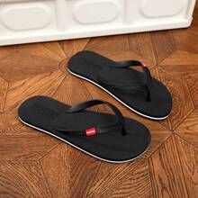 男士人字拖鞋，防滑耐磨舒适室内拖鞋，时尚简约户外人字拖凉鞋 - 黑色 - 查看 2