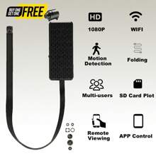 1080P HD Mini WIFI DIY Camera With 8 Buttons Inclusion For Free, Motion Detection, Support Up To 128GB SD Card (Not Included), Wireless Connection, APP Control, Auidio & Video Recording, 120 Degree Wide Angle Recording, USB Charging, Suitable For Indoor Home And Office Surveillance - 黑色 - 查看 2