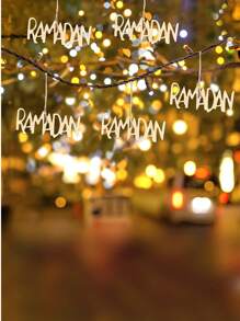 Ensemble de 5 décorations murales pour le Ramadan - Décoration de fête islamique, ornements en bois du Ramadan avec ficelle de jute, idéal pour les décorations de la maison et de la fête, Ramadan Kareem, Décoration de maison, Décoration de chambre, Décoration murale - Multicolore - Voir 7