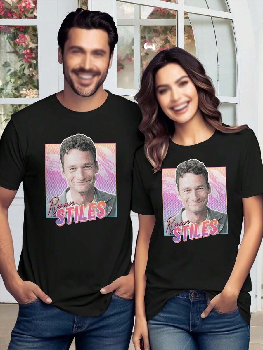 Lovers' Retro T-Shirts Ryan Stiles Design For Women - Black - View 1