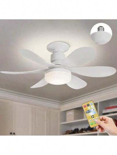 Ventilador de Teto Com Luz 60w Led 3 Tipos de Luz + Controle Remoto Ventilador C/ 6 hélices