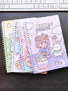 4 Stücke/Set Spiralbindung Notizbuch A5, 60 Blatt pro Heft, linierte Innenseiten, Schulmaterialien Schreibwaren