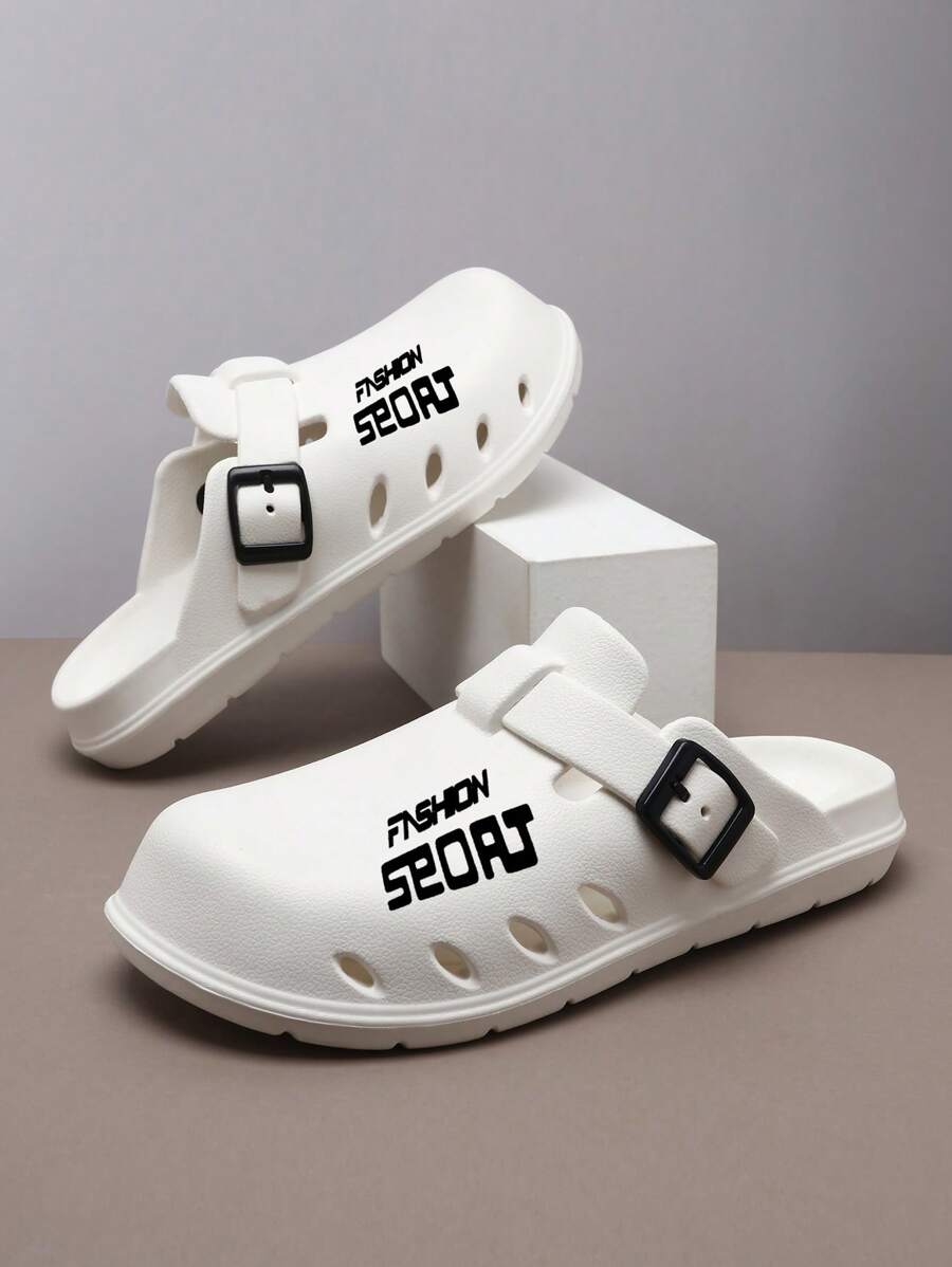 Sandalias casuales para hombres de primavera y verano, sandalias tipo slip-on de unicolor y estampado de moda para viajes al aire libre, con suela gruesa antideslizante y puntera abierta, apropiadas para uso en exteriores, playa, compras, calle, simples y frescas