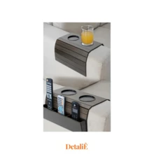 Kit 2 Cup Holder Tray And Control Holder Mat For Sofa Armrest - 黑色 - 查看 4