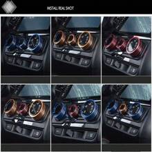 3pcs Car Air Conditioning Knobs Decorative Circle For H-Onda Fit, Blue/Red/Gold