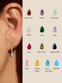 1 Pair Of Water Droplet Birthstone Drop Earrings For Women S925 Sterling Silver 12 Month Personalized Natural Crystal Earrings Fine Jewelry Birthday Gift - 8 Diamond Teardrop Earrings - View 1