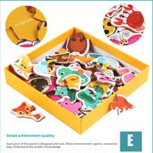 1 Box Of Children's Matching Puzzle Animals, Transportation Fruits, Vegetables, Wooden Simple Early Education Enlightenment Puzzle Toys - Multicolor - View 5