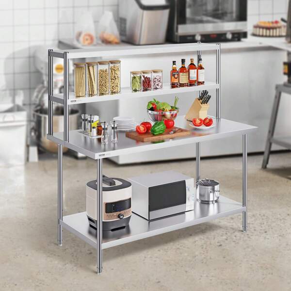 Stainless Steel Work Table, Height Adjustable,  For Kitchen, Restaurant