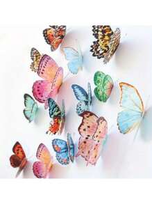 36pcs/Box Watercolor Butterfly Decoration 3D Realistic Butterfly Wall Decoration Suitable As Decoration Props For Spring Easter Families Weddings And Parties Gifts Birthday Graduation Room Decor Home Decor Bathroom Decor Bedroom Decor Room Decoration Stuff Living Room Decor House Decor Home Decor Living Room Wall Paper Stickers Personalised Stickers