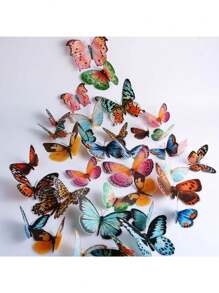 36pcs/Box Watercolor Butterfly Decoration 3D Realistic Butterfly Wall Decoration Suitable As Decoration Props For Spring Easter Families Weddings And Parties Gifts Birthday Graduation Room Decor Home Decor Bathroom Decor Bedroom Decor Room Decoration Stuff Living Room Decor House Decor Home Decor Living Room Wall Paper Stickers Personalised Stickers