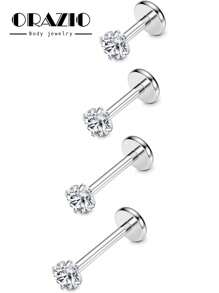 ORAZIO 1 pieza Piercing de acero inoxidable de 18G para la nariz, anillos y pendientes para el labio, aretes