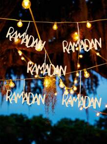 Ensemble de 5 décorations murales pour le Ramadan - Décoration de fête islamique, ornements en bois du Ramadan avec ficelle de jute, idéal pour les décorations de la maison et de la fête, Ramadan Kareem, Décoration de maison, Décoration de chambre, Décoration murale - Multicolore - Voir 6
