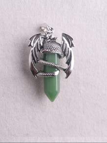 1 chiếc vòng cổ mặt dây chuyền pha lê trụ lục giác hình rồng đá thạch anh hồng đá thạch anh tím tự nhiên hình cánh động vật đá Aventurine xanh pha lê trắng đá đen - rồng bay - Xem 5