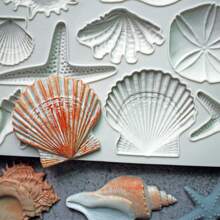 优雅海洋主题 3D 硅胶模具，适用于巧克力、糖果和软糖 - 完美的婚礼 DIY 蛋糕装饰工具