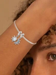 1 Pieza de Cuentas con diseño de sol y luna bailando de moda para mujeres, pulseras, brazaletes, manualidades de joyería y complemento diario de ropa para niñas