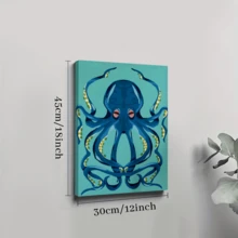 1pc Framed Canvas Poster, Vintage Octopus Wall Art Canvas Paintings, Ideal Gift For Bedroom Living Room Corridor, Wall Art, Room Decoration - Multicolor - View 8