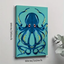 1pc Framed Canvas Poster, Vintage Octopus Wall Art Canvas Paintings, Ideal Gift For Bedroom Living Room Corridor, Wall Art, Room Decoration - Multicolor - View 10