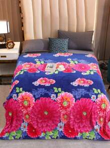 Cobijas Ligera Matrimonial Con Flores, Frazada Súper Suaves y Acogedoras, Patrón a Rayas, Super Suave y Cálida, Para Uso Durante Todas Las Estaciones (200*220 cm) - Azul Almirante Oscuro - Ver 2