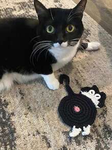 1 Knitted Cat Coaster, Creative Cute Cat Butt Coaster, Home Dining Table, Office Desk Coaster, Insulation Mat, Coffee Cup, Tea Cup, Water Cup Mat, Dining Mat, Home Decoration Mat