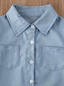 Baby Girls Autumn Warm T-Shirt, Toddler Denim Letter Print Long Sleeve Blouse Top