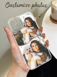 1 pieza Funda de teléfono personalizada para iPhone 11 12 13 14 15 16 Pro Max con collage de fotos DIY personalizadas, transparente, a prueba de choques y de cobertura completa.