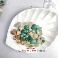 30G 50G 100G/包天然抛光水晶绿花玛瑙碎石樱花玛瑙碎片水晶工艺品鱼缸摆件家居装饰 - Green flower agate - 查看 4