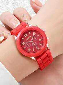 14 件套女士简约风格硅胶石英腕表，带糖果色数字表盘，不含表盒 - 彩色 - 查看 5