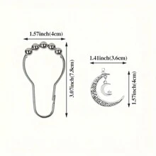 12 Star Moon Sun Shower Curtain Hooks - Curtain Shower Curtain Decorative Metal Hooks Happy Spring Fall Decor Bathroom Accessories Back To School Bathroom Decor - Silver - View 4