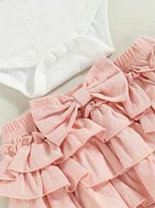 Daddys Girls Baby Clothes 0 3 6 9 12 18 Months Outfits Romper + Shorts + Headband Set - Pink - View 7