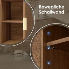 LITZEE Chest Of Drawers With Relief Structure, Sideboard With Metal Handles, Chest Of Drawers With 3 Drawers And 2 Doors, Adjustable Compartments, Anti-Tilt, 120 X 40 X 75 Cm, Walnut