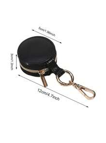 1 件别致迷你悬挂式珠宝盒 PU 皮革，防水收纳盒，适用于戒指、耳环、项链和化妆品配件，带装饰拉链，珠宝礼品盒 - 彩色 - 查看 2