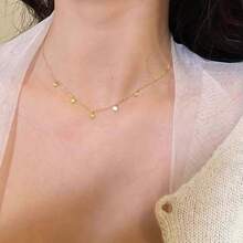 1pc S925 Sterling Silver Plated 14K Gold Necklace With Cute Mini Star Pendant, Delicate Minimalist Choker Necklace