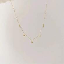 1pc S925 Sterling Silver Plated 14K Gold Necklace With Cute Mini Star Pendant, Delicate Minimalist Choker Necklace