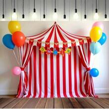 2D Carnival-Themed Polyester Backdrop Banner (1-Piece) With Colorful Balloons And Circus Tent Design - Easy To Hang, Perfect For Birthdays, Anniversaries, Wedding Celebrations, Indoor And Outdoor Party Decorations, And Carnival Party Decorations. - Apricot - View 5