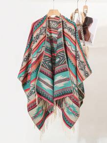 1 件流苏边前开斗篷