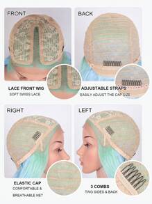 NOBLE Rainbow Color Straight Lace Front Wigs Mint Pink Synthetic Lace Front Wigs Glueless Extra Long Silky Straight Hair 13x4x1 Lace Wigs For Women Sky Blue Green Color Heat Resistant Fiber Synthetic Hair Pre Plucked With Baby Hair Hairline Daily Party Cosplay Halloween Use
