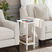 TUTOTAK Small End Table With Charging Station, Narrow Side Table With USB Ports And Outlets, Set Of 2, Skinny Sofa Table, Slim Nightstand, Living Room, Bed Room, White TB01BW0602 - Grey - View 11