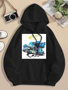 Women's Impreza WRC Bugeye Hoodie - Animauto Subaru Rally T-Shirt - Black - View 1