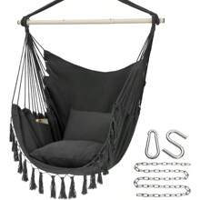 Y- Stop Hammock Chair Hanging Rope Swing Chair, Max 500 Lbs, 2 Seat Cushions Included, Removable Steel Spreader Bar With Anti-Slip Rings, Hardware Kit-For Indoor Or Outdoor(Dark Grey) - A-dark Grey - View 1