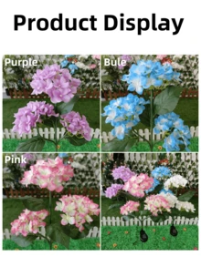 1 件 3 朵花太阳能花园桩灯，防水户外装饰草坪灯，带人造植物，非常适合主题餐厅、咖啡馆、婚礼派对、花园、公园和其他娱乐场所