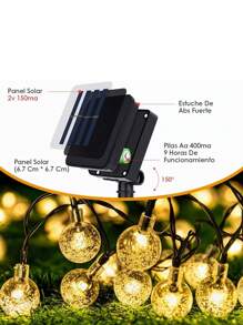 Tira De Leds Solares Para Exteriores De 7 Metros 40 Luces