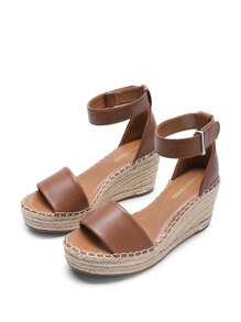 Women's Wedge Sandals Open Toe Espadrilles Sandals Comfortable Dressy Ankle Strap Platform One-Strap Sandals Suitable For Work Beach Holiday Summer Shoes - màu nâu - Xem 1