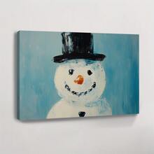 Wrapped Framed Canvas A Snowman Wearing A Top Hat Vintage Wall Art Print Decor For Living Room, Bedroom, Bathroom, Office