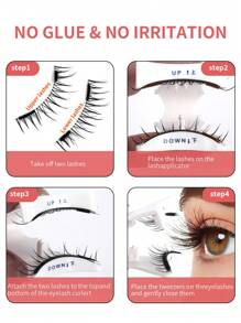 3Pairs CC Curl Magnetic False Eyelashes Kit With Tweezers Reusable Natural Manga Eyelashes Applicator,Natural Spiky Manga Lashes Cat-Eye Fluffy Wispy Soft Lashes Fake Eyelashes False Eyelashes Strip,Natural Soft Eyelash Crisscross Wispy Fluffy Lashes,Naturally Slender, Curled And Enlarged Eyes,For Women To Use Travel, Party,Natural Eye Lashes Mixed Design - 黑色 - 查看 8