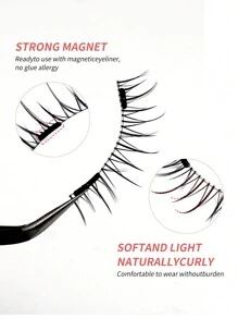 3Pairs CC Curl Magnetic False Eyelashes Kit With Tweezers Reusable Natural Manga Eyelashes Applicator,Natural Spiky Manga Lashes Cat-Eye Fluffy Wispy Soft Lashes Fake Eyelashes False Eyelashes Strip,Natural Soft Eyelash Crisscross Wispy Fluffy Lashes,Naturally Slender, Curled And Enlarged Eyes,For Women To Use Travel, Party,Natural Eye Lashes Mixed Design - 黑色 - 查看 10