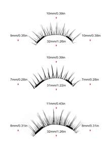 3Pairs CC Curl Magnetic False Eyelashes Kit With Tweezers Reusable Natural Manga Eyelashes Applicator,Natural Spiky Manga Lashes Cat-Eye Fluffy Wispy Soft Lashes Fake Eyelashes False Eyelashes Strip,Natural Soft Eyelash Crisscross Wispy Fluffy Lashes,Naturally Slender, Curled And Enlarged Eyes,For Women To Use Travel, Party,Natural Eye Lashes Mixed Design - 黑色 - 查看 6